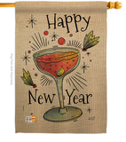 Cheers Happy New Year - New Year Winter Vertical Impressions Decorative Flags HG137120 Made In USA