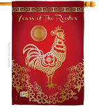 Happy New Years of the Rooster - New Year Winter Vertical Impressions Decorative Flags HG191104 Made In USA