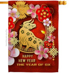 Year Of Ox - New Year Winter Vertical Impressions Decorative Flags HG192308 Made In USA