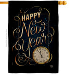 New Year Clock - New Year Winter Vertical Impressions Decorative Flags HG192691 Made In USA