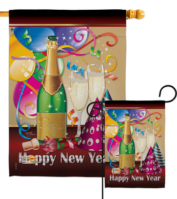 Happy New Year - New Year Winter Vertical Impressions Decorative Flags HG116008 Made In USA