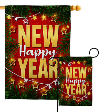 Lightful New Year - New Year Winter Vertical Impressions Decorative Flags HG116018 Made In USA