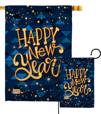 Delight New Year - New Year Winter Vertical Impressions Decorative Flags HG137102 Made In USA