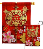 Chinese Ox Year - New Year Winter Vertical Impressions Decorative Flags HG137321 Made In USA