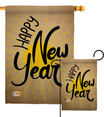 Happy New Year - New Year Winter Vertical Impressions Decorative Flags HG191048 Made In USA