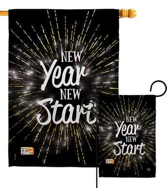 New Year New Start - New Year Winter Vertical Impressions Decorative Flags HG192046 Made In USA