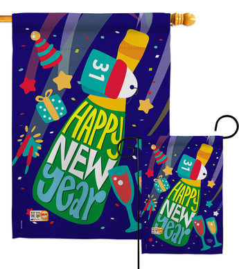 Celebrating New Year - New Year Winter Vertical Impressions Decorative Flags HG192049 Made In USA
