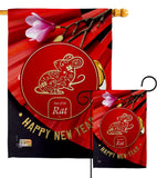 Year of the Rat - New Year Winter Vertical Impressions Decorative Flags HG192177 Made In USA