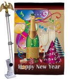 Happy New Year - New Year Winter Vertical Impressions Decorative Flags HG116008 Made In USA