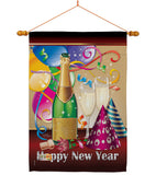 Happy New Year - New Year Winter Vertical Impressions Decorative Flags HG116008 Made In USA