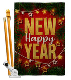 Lightful New Year - New Year Winter Vertical Impressions Decorative Flags HG116018 Made In USA