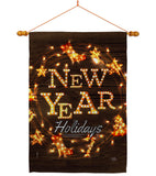 Brightly New Year - New Year Winter Vertical Impressions Decorative Flags HG116019 Made In USA
