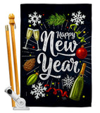 Winter New Year - New Year Winter Vertical Impressions Decorative Flags HG116027 Made In USA