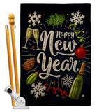 Winter New Year - New Year Winter Vertical Impressions Decorative Flags HG116027 Made In USA