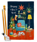 New Year Happy Place - New Year Winter Vertical Impressions Decorative Flags HG130294 Made In USA