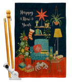 New Year Happy Place - New Year Winter Vertical Impressions Decorative Flags HG130294 Made In USA