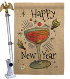 Cheers Happy New Year - New Year Winter Vertical Impressions Decorative Flags HG137120 Made In USA