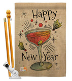 Cheers Happy New Year - New Year Winter Vertical Impressions Decorative Flags HG137120 Made In USA