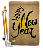 Happy New Year - New Year Winter Vertical Impressions Decorative Flags HG191048 Made In USA