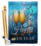 New Year Fireworks - New Year Winter Vertical Impressions Decorative Flags HG191075 Made In USA