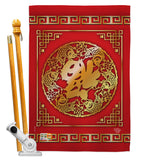 Chinese New Year Luck Arrive - New Year Winter Vertical Impressions Decorative Flags HG191179 Made In USA