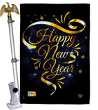 Gold Happy New Year - New Year Winter Vertical Impressions Decorative Flags HG192047 Made In USA