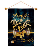 Cheerful New Year - New Year Winter Vertical Impressions Decorative Flags HG192146 Made In USA