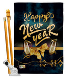 Cheerful New Year - New Year Winter Vertical Impressions Decorative Flags HG192146 Made In USA