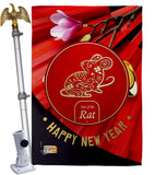 Year of the Rat - New Year Winter Vertical Impressions Decorative Flags HG192177 Made In USA