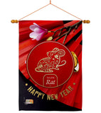 Year of the Rat - New Year Winter Vertical Impressions Decorative Flags HG192177 Made In USA