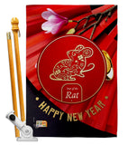 Year of the Rat - New Year Winter Vertical Impressions Decorative Flags HG192177 Made In USA