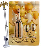 Golden New Year - New Year Winter Vertical Impressions Decorative Flags HG192266 Made In USA