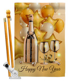 Golden New Year - New Year Winter Vertical Impressions Decorative Flags HG192266 Made In USA