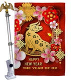 Year Of Ox - New Year Winter Vertical Impressions Decorative Flags HG192308 Made In USA