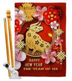 Year Of Ox - New Year Winter Vertical Impressions Decorative Flags HG192308 Made In USA