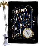 New Year Clock - New Year Winter Vertical Impressions Decorative Flags HG192691 Made In USA