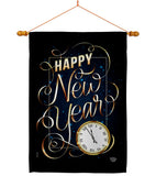 New Year Clock - New Year Winter Vertical Impressions Decorative Flags HG192691 Made In USA