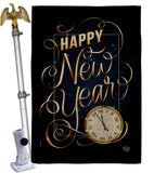 New Year Clock - New Year Winter Vertical Impressions Decorative Flags HG192691 Made In USA