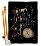 New Year Clock - New Year Winter Vertical Impressions Decorative Flags HG192691 Made In USA