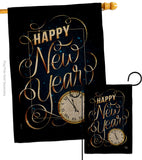 New Year Clock - New Year Winter Vertical Impressions Decorative Flags HG192691 Made In USA