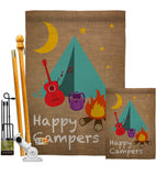 Happy Campers - Outdoor Nature Vertical Impressions Decorative Flags HG109045 Made In USA