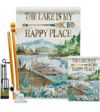 Lake is Happy Place - Outdoor Nature Vertical Impressions Decorative Flags HG109070 Made In USA