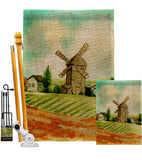 Hillside Windmills - Outdoor Nature Vertical Impressions Decorative Flags HG192526 Made In USA