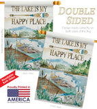 Lake is Happy Place - Outdoor Nature Vertical Impressions Decorative Flags HG109070 Made In USA