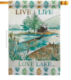 Live Life Lake - Outdoor Nature Vertical Impressions Decorative Flags HG109072 Made In USA