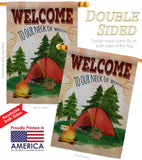 Welcome to our Neck of Wood Camping - Outdoor Nature Vertical Impressions Decorative Flags HG191106 Made In USA