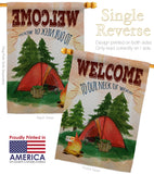 Welcome to our Neck of Wood Camping - Outdoor Nature Vertical Impressions Decorative Flags HG191106 Made In USA