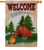 Welcome to our Neck of Wood Camping - Outdoor Nature Vertical Impressions Decorative Flags HG191106 Made In USA