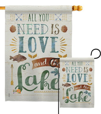 All You Need Is Love And Lake - Outdoor Nature Vertical Impressions Decorative Flags HG109050 Made In USA