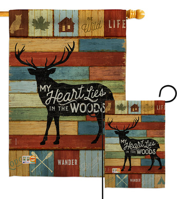 My Heart Lies In The Woods - Outdoor Nature Vertical Impressions Decorative Flags HG109053 Made In USA